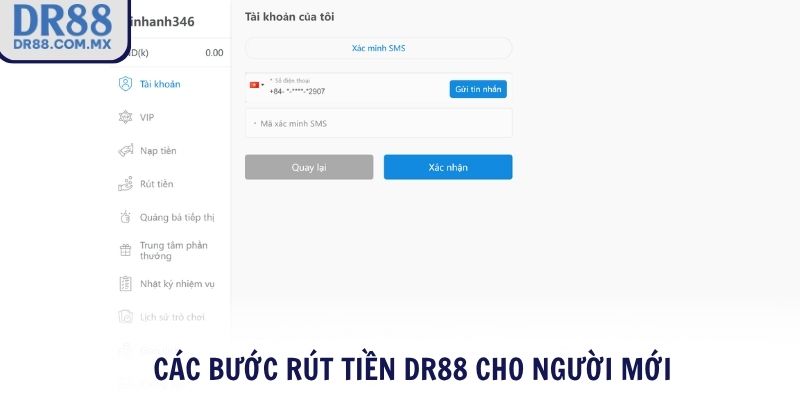 Các bước rút tiền DR88 cho người mới