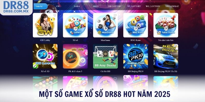 Một số game xổ số DR88 hot năm 2025